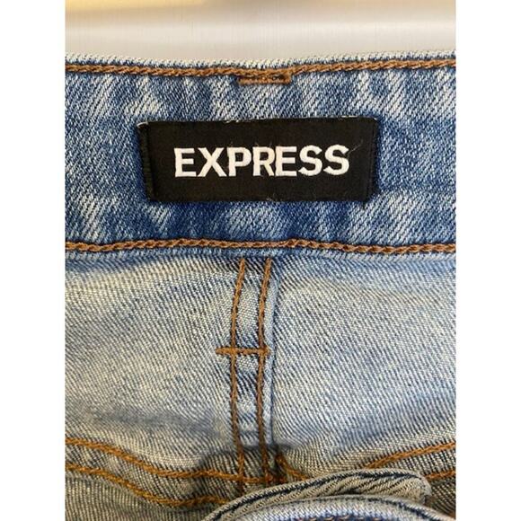Express Jeans Womens 28x30 Straight Slim Distressed Medium Wash Stretch Denim - Picture 3 of 8
